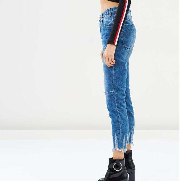 ONE Teaspoon Freebirds High Waist Skinny Jeans in Pacifica Blue - Picture 2 of 7